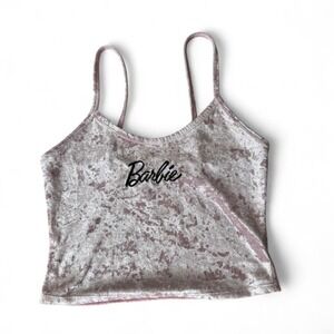 Barbie - Pink Velvet Crop Top - Women's Small - Y2K 90s Aesthetic Cami Tank